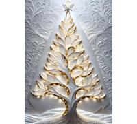 SEASONS GREETING CHRISTMAS TREE White * MINI JOURNAL DIARY NOTEBOOK 5x7 Note Card Size/Holiday Gift Tag/Winter Home Party Decor: OFFICE SCHOOL SUPPLY (Envelope Not Included)