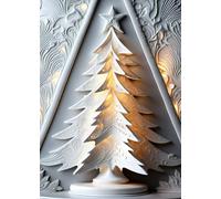 SEASONS GREETING CHRISTMAS TREE White * MINI JOURNAL DIARY NOTEBOOK 5x7 Note Card Size/Holiday Gift Tag/Winter Home Party Decor: OFFICE SCHOOL SUPPLY (Envelope Not Included)