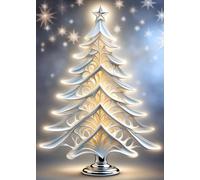 SEASONS GREETING CHRISTMAS TREE White * MINI JOURNAL DIARY NOTEBOOK 5x7 Note Card Size/Holiday Gift Tag/Winter Home Party Decor: OFFICE SCHOOL SUPPLY (Envelope Not Included)