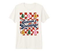 Season's Greetings Retro Groovy Christmas Holiday Xmas Maglietta Premium