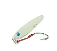 Seaspin Leppa 77 Slim - Esca Artificiale per la Pesca a Spinning, Casting Metal Jig 115 mm 77 g - Baricentro Basso Aerodinamico, Assist + Amo BKK #3/0 - Per Ricciole Cernie Dentici Tunnidi (GLOW)