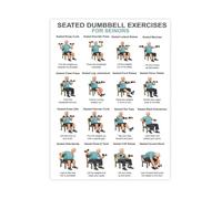 Seated Dumbbell Workout Chart Low Impact Strength Training Guide for All Levels Canvas Poster Fitness Wall Art for Home Gym Decor(Unframed,08x12inch(20x30cm))