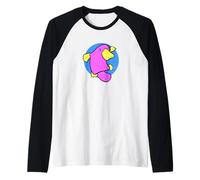 Seatropica - Arte da Spiaggia di Kawaii, Colore: Rosa Maglia con Maniche Raglan