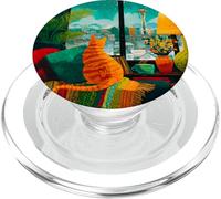 Seattle, gatto, skyline città, retro, estetico PopSockets PopGrip per MagSafe