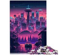 Seattle, puzzle da 1000 pezzi, per adulti, centro città, attività familiare, puzzle per alleviare lo stress, vacanze a casa, passatempo, per adolescenti dai 14 anni in su, 26 x 38 cm