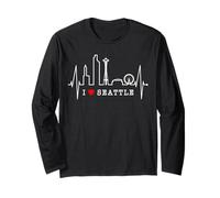 Seattle Skyline Battito del Cuore Stati Uniti Amo Seattle Maglia a Manica