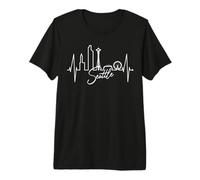 Seattle Skyline Battito del Cuore Stati Uniti Amo Seattle Maglietta Premium