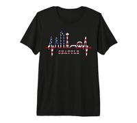 Seattle Skyline Battito del Cuore Stati Uniti Amo Seattle Maglietta Premium