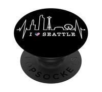 Seattle Skyline Battito del Cuore Stati Uniti Amo Seattle PopSockets PopGrip Adesivo