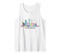 Seattle Skyline Washington PNW Vintage Canotta