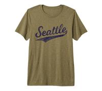 Seattle State of Washington Baseball Script Flag Swoosh Maglietta Premium