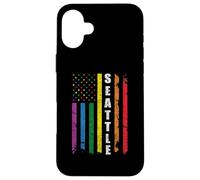 Seattle Us American Flag Rainbow Gay LGBT Pride Month Custodia per iPhone 16 Plus