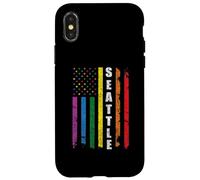 Seattle Us American Flag Rainbow Gay LGBT Pride Month Custodia per iPhone X/XS