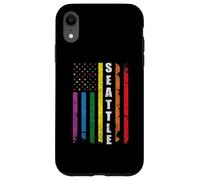 Seattle Us American Flag Rainbow Gay LGBT Pride Month Custodia per iPhone XR