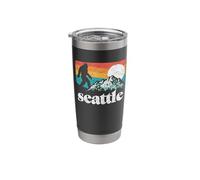 Seattle Washington Bigfoot Mountains retrò invecchiato anni '80 Bicchiere termico in acciaio inox doppia parete