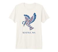 Seattle Washington Kingfisher Nativo Americano Indiano Uccello Maglietta Premium