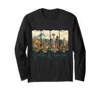 Seattle Washington PNW Stroke Skyline Pride Maglia a Manica