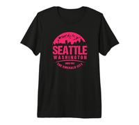 Seattle, Washington, Skyline Città, Grunge, Arte, Vacanza, Souvenir Maglietta Premium