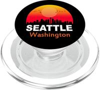 Seattle Washington State USA Vintage Sunset Retro City PopSockets PopGrip per MagSafe