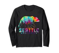 Seattle Washington Tie Dye Bear Pride Outdoor Vintage Maglia a Manica