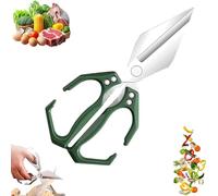 Seattleget Multifunctional Heavy-Duty Kitchen Shears, 2 In 1 Ergonomic Kitchen Scissors, Sharp Stainless Poultry Scissors Heavy Duty Cut Bone for Chicken, Meat, Seafood (Green)