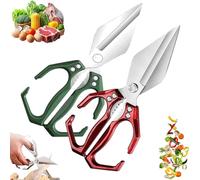 Seattleget Multifunctional Heavy-Duty Kitchen Shears, 2 In 1 Ergonomic Kitchen Scissors, Sharp Stainless Poultry Scissors Heavy Duty Cut Bone for Chicken, Meat, Seafood (Green+Red)