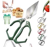 Seattleget Multifunctional Heavy-Duty Kitchen Shears, 2 in 1 Kitchen Scissors All Purpose with Walnut Cracker, Ergonomic Handle, for Chicken, Meat, Seafood Cutting (Green)