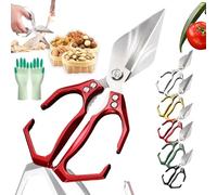 Seattleget Multifunctional Heavy-Duty Kitchen Shears, 2 in 1 Kitchen Scissors All Purpose with Walnut Cracker, Ergonomic Handle, for Chicken, Meat, Seafood Cutting (Red)