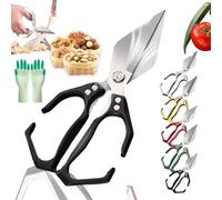 Seattleget Multifunctional Heavy-Duty Kitchen Shears, 2 in 1 Kitchen Scissors All Purpose with Walnut Cracker, Ergonomic Handle, for Chicken, Meat, Seafood Cutting (Black)