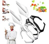 Seattleget Multifunctional Heavy-Duty Kitchen Shears, All-Purpose Stainless Steel Scissors, Sharp Chicken Bone Scissors, for Chicken, Meat, Seafood, Bone Cutting (Black +Silver)