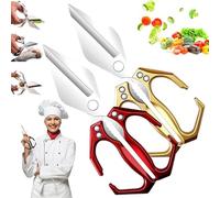 Seattleget Multifunctional Heavy-Duty Kitchen Shears, All-Purpose Stainless Steel Scissors, Sharp Chicken Bone Scissors, for Chicken, Meat, Seafood, Bone Cutting (Red+Gold)