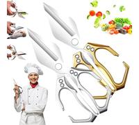 Seattleget Multifunctional Heavy-Duty Kitchen Shears, All-Purpose Stainless Steel Scissors, Sharp Chicken Bone Scissors, for Chicken, Meat, Seafood, Bone Cutting (Silver +Gold)