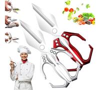 Seattleget Multifunctional Heavy-Duty Kitchen Shears, All-Purpose Stainless Steel Scissors, Sharp Chicken Bone Scissors, for Chicken, Meat, Seafood, Bone Cutting (Silver+Red)