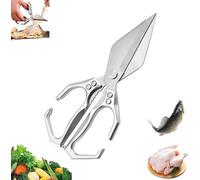 Seattleget Multifunctional Heavy-Duty Kitchen Shears, Ergonomic Kitchen Scissors for Food, High-Carbon Steel Culinary Shears, for Chicken, Meat, Seafood, Bone Cutting (Silver)