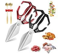 Seattleget Multifunctional Heavy-Duty Kitchen Shears, Heavy Duty Kitchen Scissors with Ergonomic Handle, High-Carbon Steel Japanese Scissors for Chicken, Meat, Seafood, Bone Cutting (Red+Black)