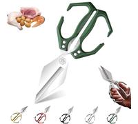 Seattleget Multifunctional Heavy-Duty Kitchen Shears, Interactk Kitchen Scissors for Food,Sharp Stainless Poultry Scissors Heavy Duty Cut Bone For Chicken, Meat, Seafood Cutting (Green,1Pcs)