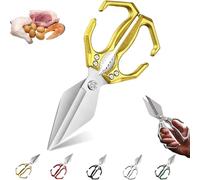 Seattleget Multifunctional Heavy-Duty Kitchen Shears, Interactk Kitchen Scissors for Food,Sharp Stainless Poultry Scissors Heavy Duty Cut Bone For Chicken, Meat, Seafood Cutting (Gold,1Pcs)