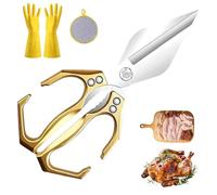 Seattleget Multifunctional Heavy-Duty Kitchen Shears, Japanese Cooking Shearss for Food, Scissors for Food with Ergonomic Handle, for Chicken, Seafood, Bone Cutting. (Gold)