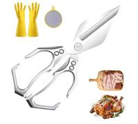 Seattleget Multifunctional Heavy-Duty Kitchen Shears, Japanese Cooking Shearss for Food, Scissors for Food with Ergonomic Handle, for Chicken, Seafood, Bone Cutting. (Sliver)