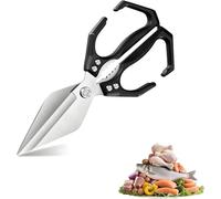 Seattleget Multifunctional Heavy-Duty Kitchen Shears, Japanese High-Carbon Steel Kitchen Scissors, 2025 New 2 in 1 Ergonomic Kitchen Scissors for Chicken, Meat, Seafood Cutting (Black)