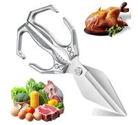 Seattleget Multifunctional Heavy-Duty Kitchen Shears, Multifunctional Heavy-Duty Kitchen Shears with Ergonomic Handle, for Seafood, Chicken Bones and Turkey Cutting (Sliver,1PC)