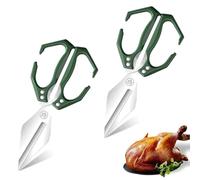 Seattleget Multifunctional Heavy-Duty Kitchen Shears, Multifunctional Heavy-Duty Kitchen Shears with Ergonomic Handle, for Seafood, Chicken Bones and Turkey Cutting (Green,2PCS)