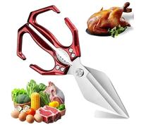 Seattleget Multifunctional Heavy-Duty Kitchen Shears, Multifunctional Heavy-Duty Kitchen Shears with Ergonomic Handle, for Seafood, Chicken Bones and Turkey Cutting (Red,1PC)