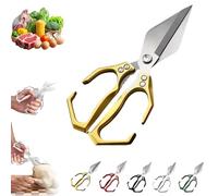 Seattleget Multifunctional Heavy-Duty Kitchen Shears, Multifunctional Stainless Steel Kitchen Shears, New 2 in 1 Kitchen Scissors for Cutting Roots and Chicken, Duck, Fish (Gold)