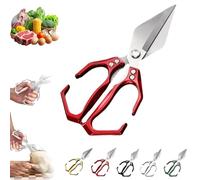 Seattleget Multifunctional Heavy-Duty Kitchen Shears, Multifunctional Stainless Steel Kitchen Shears, New 2 in 1 Kitchen Scissors for Cutting Roots and Chicken, Duck, Fish (Red)