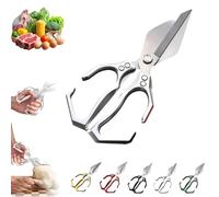 Seattleget Multifunctional Heavy-Duty Kitchen Shears, Multifunctional Stainless Steel Kitchen Shears, New 2 in 1 Kitchen Scissors for Cutting Roots and Chicken, Duck, Fish (Silver)