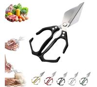 Seattleget Multifunctional Heavy-Duty Kitchen Shears, Multifunctional Stainless Steel Kitchen Shears, New 2 in 1 Kitchen Scissors for Cutting Roots and Chicken, Duck, Fish (Black)