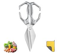 Seattleget Multifunctional Heavy-Duty Kitchen Shears, New 2 in 1 Ergonomic Kitchen Scissors, Sharp Stainless Poultry Scissors, Suitable for Cutting Meat, Seafood and Nuts (Silver)