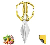 Seattleget Multifunctional Heavy-Duty Kitchen Shears, New 2 in 1 Ergonomic Kitchen Scissors, Sharp Stainless Poultry Scissors, Suitable for Cutting Meat, Seafood and Nuts (Gold)