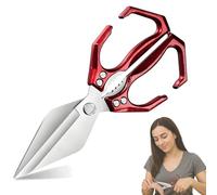 Seattleget Multifunctional Heavy-Duty Kitchen Shears, Seattleget Heavy Duty Cut Bone, Sharp Stainless Poultry Scissors, for Chicken Bones, Turkey, Seafood Cutting (Red)